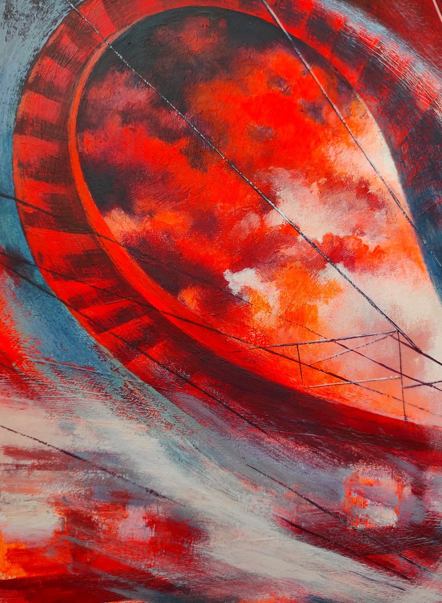 Abstract Landscape Acrylic Painting By Tetiana Borys, 9 X 12", The Station Loop, Original Artwork