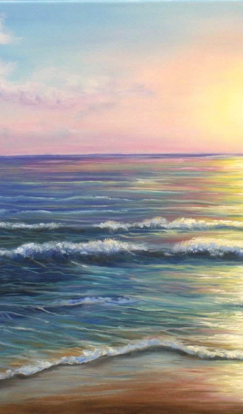 Pink ocean sunset by Ludmilla Ukrow