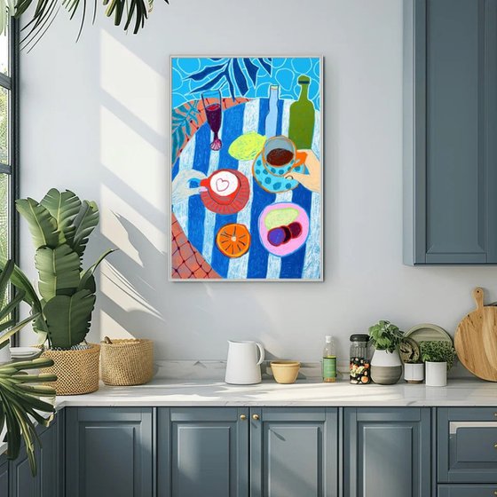 Blue Stripes and Citrus Dreams