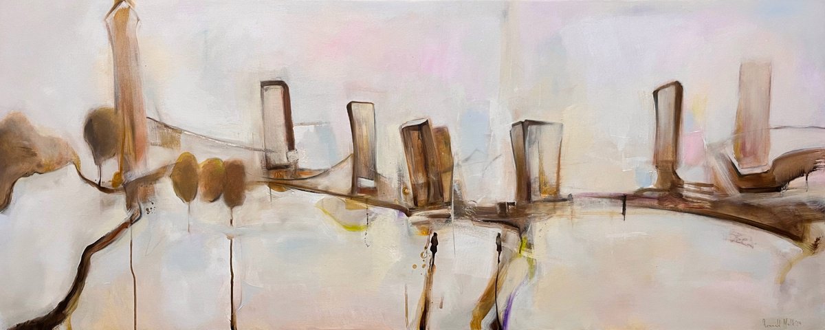 Impressionistic Landscape Oil Painting By Romuald Mulk Musiolik, 59 X 24", Ploenlein, Original Artwork