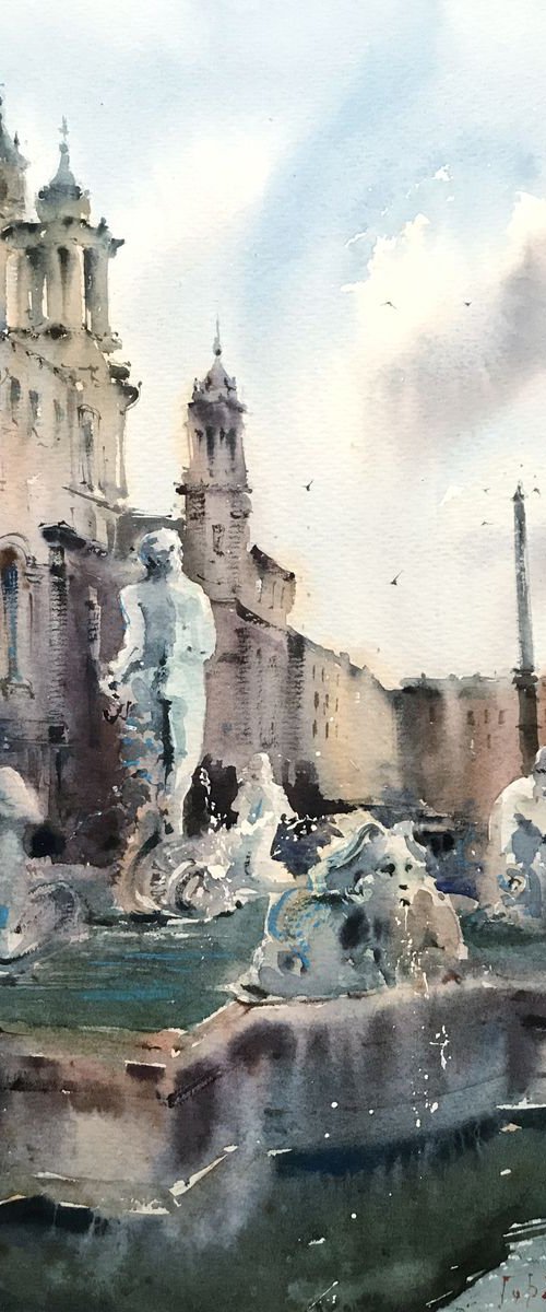 Fontana del Moro at Piazza Navona, Roma by Eugenia Gorbacheva