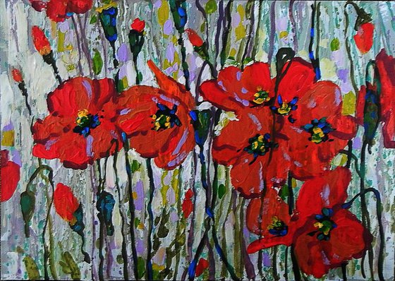 poppies. original painting 21x30 cm