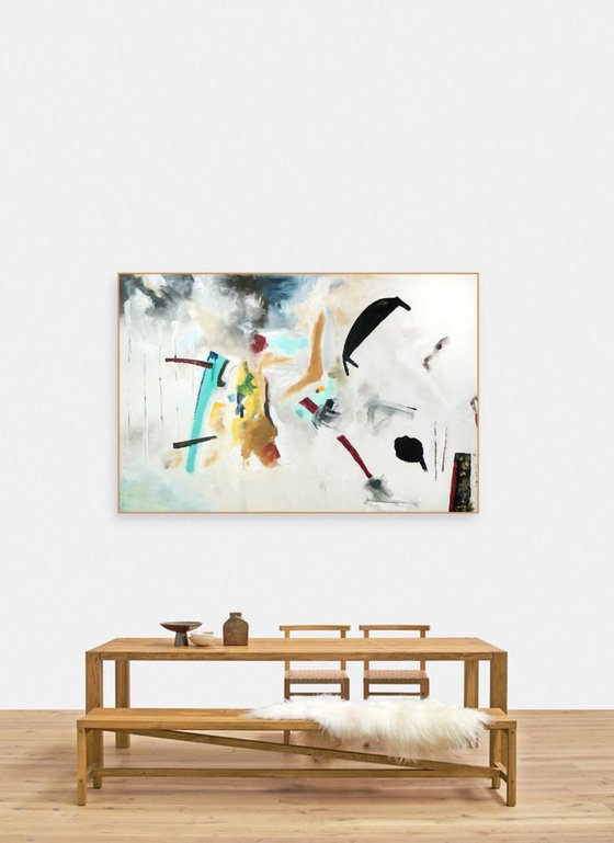 Red Bridge -Large Abstract Painting