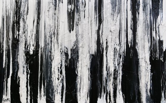 Physics 160cm x 100cm Black White Textured Abstract Art