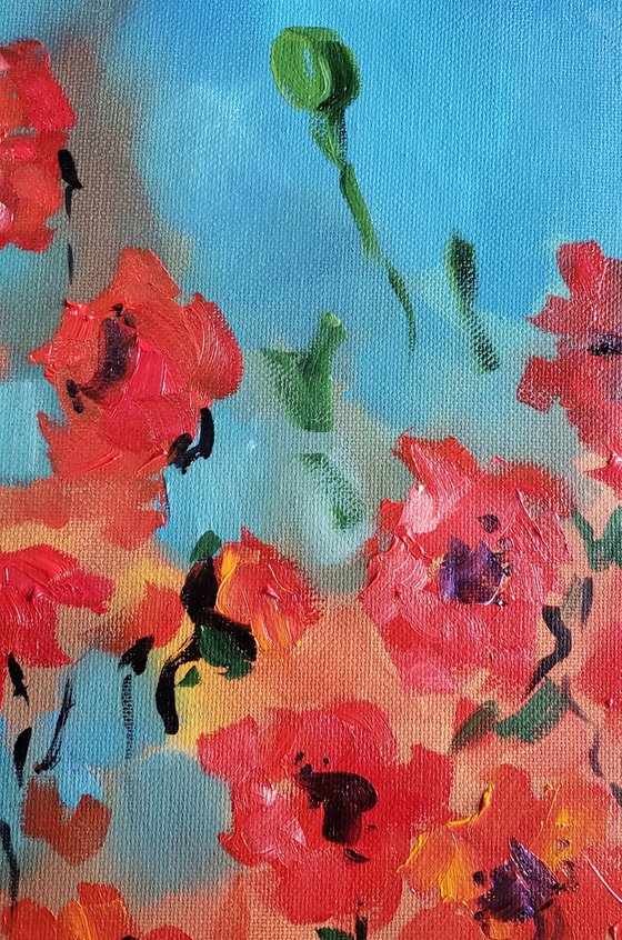 "Poppies in the Wind" - Flowers - Abstract - Peace