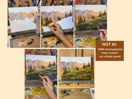 Mountain landscape with golden light