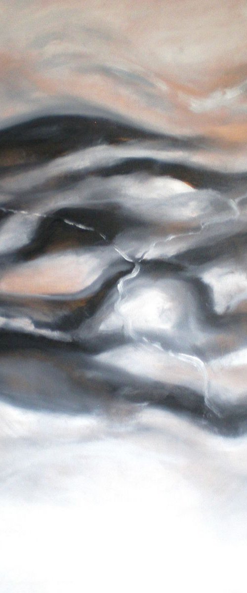 Reverie in Black and White, Large painting,  LARGE SIZE ABSTRACT, Extra Large Wall Art, BLACK and WHITE ABSTRACT,(140x140cm)( 55x55in) by Deepa Kern