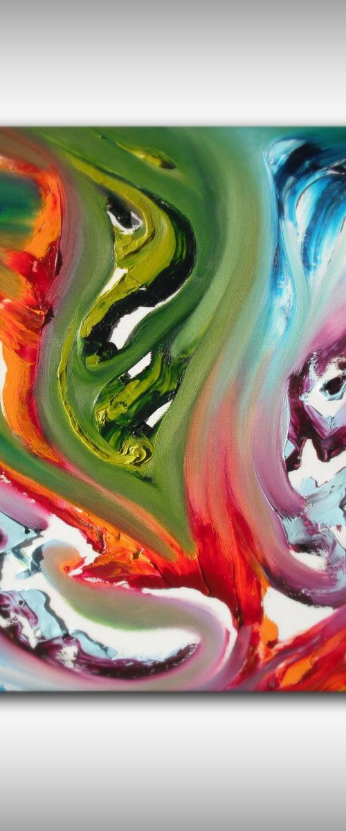 Fire's clash - 50x50 cm, Original abstract painting, oil on canvas by Davide De Palma