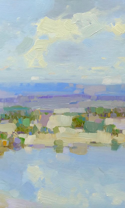 River Bank, Original oil painting, Handmade artwork, One of a kind by Vahe Yeremyan