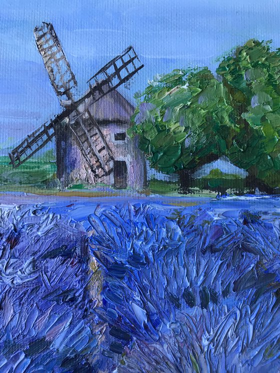 Provence Lavender Field landscape oil painting 22x28cm