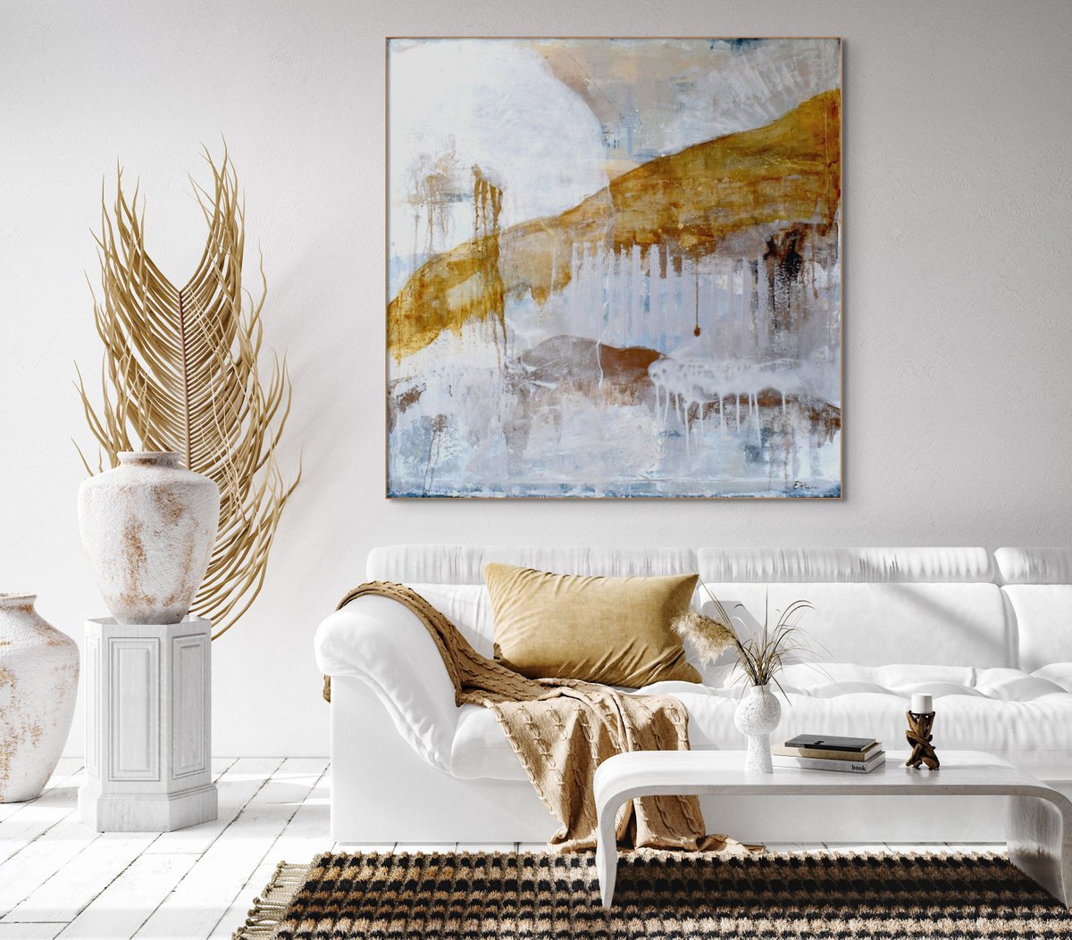 Organic Abstract Painting By Elide Pizzini, 41 X 41, Waves, Original Artwork