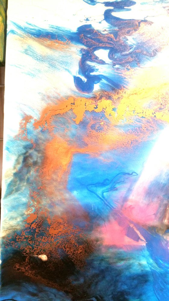 "Porzellan beauty ", Contemporary resin  painting on  board, 60x100x3cm, ready to hang