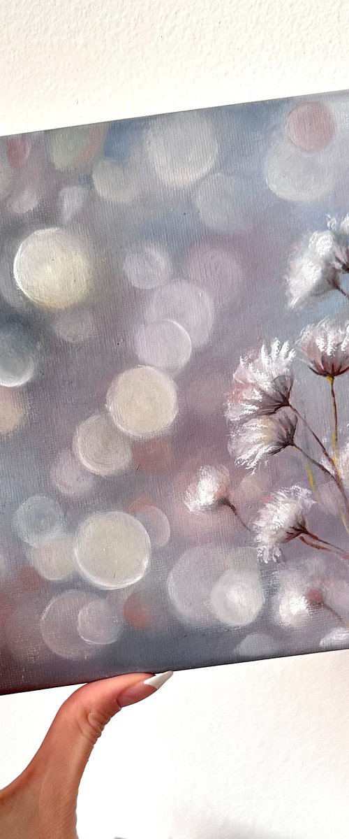 Soft Violet Floral Bokeh Light Painting by Julia Shilo