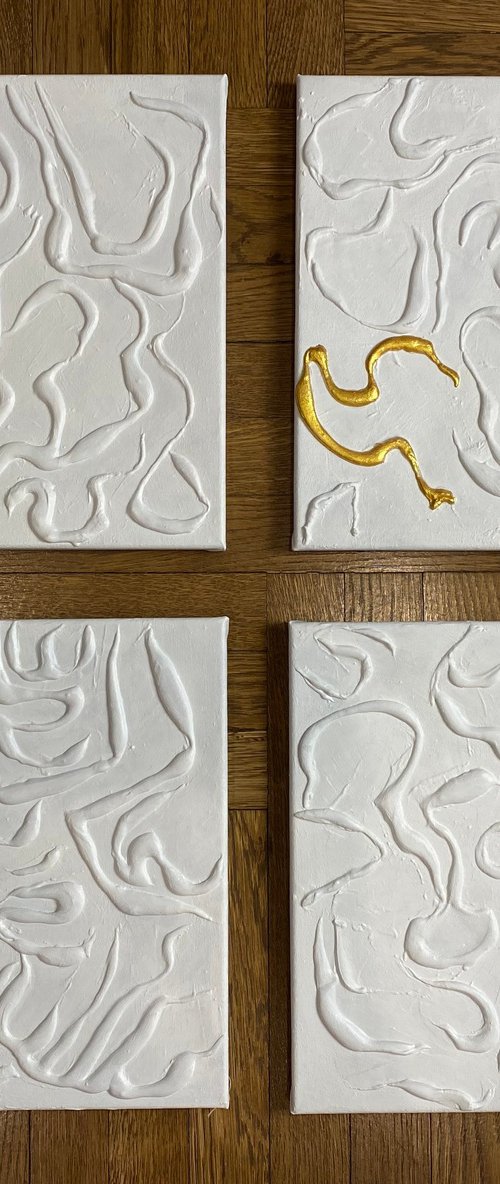 Abstract relief white panel by Daria Shalik