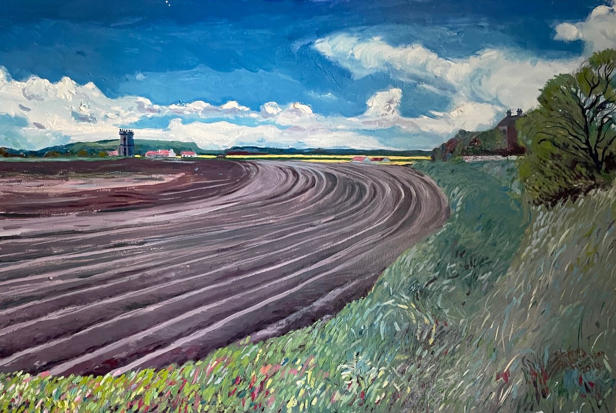 Impressionistic Landscape Oil Painting By Stephen Howard Harrison, 36 X 24", Doocot Near Anstruther, Fife, Original Artwork