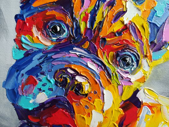 Waiting for food - French Bulldog, dog, animals, oil painting, French Bulldog oil painting, pet, pet oil painting, gift, animals art, bulldog