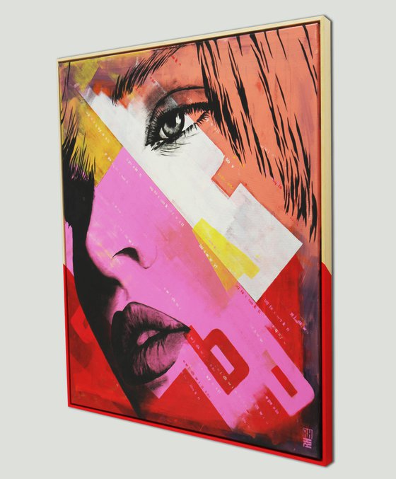 Pop Art Portrait - Incl Custom Frame - 95x115 cm - Pink Perfume - Ronald Hunter - 6F