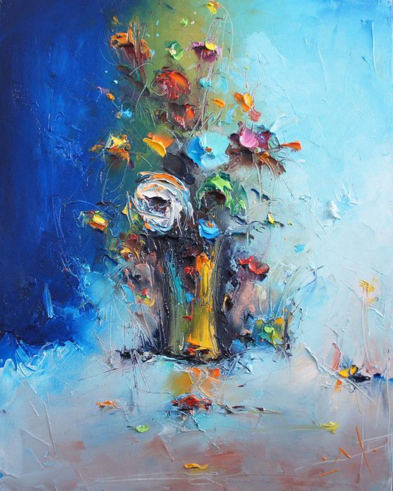 Flowers in monday , Flowers Oil Painting