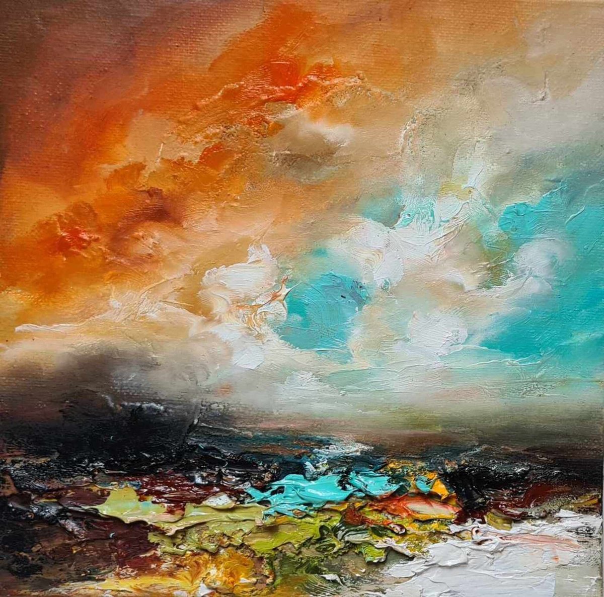 Orange and turquoise mix by Anna Schofield