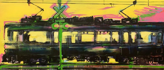 XXL Big painting - "Rail crossing" - Train - Urban - Railway - Truck - Street art