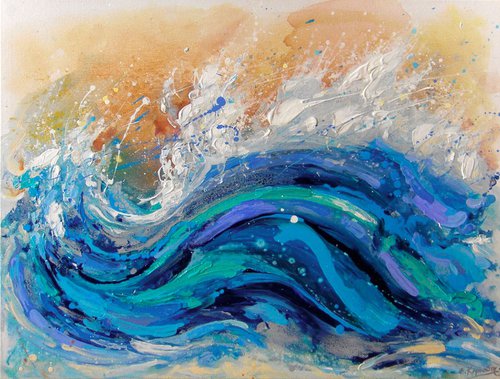 "Abstract Seascape" Landscape painting by Irini Karpikioti