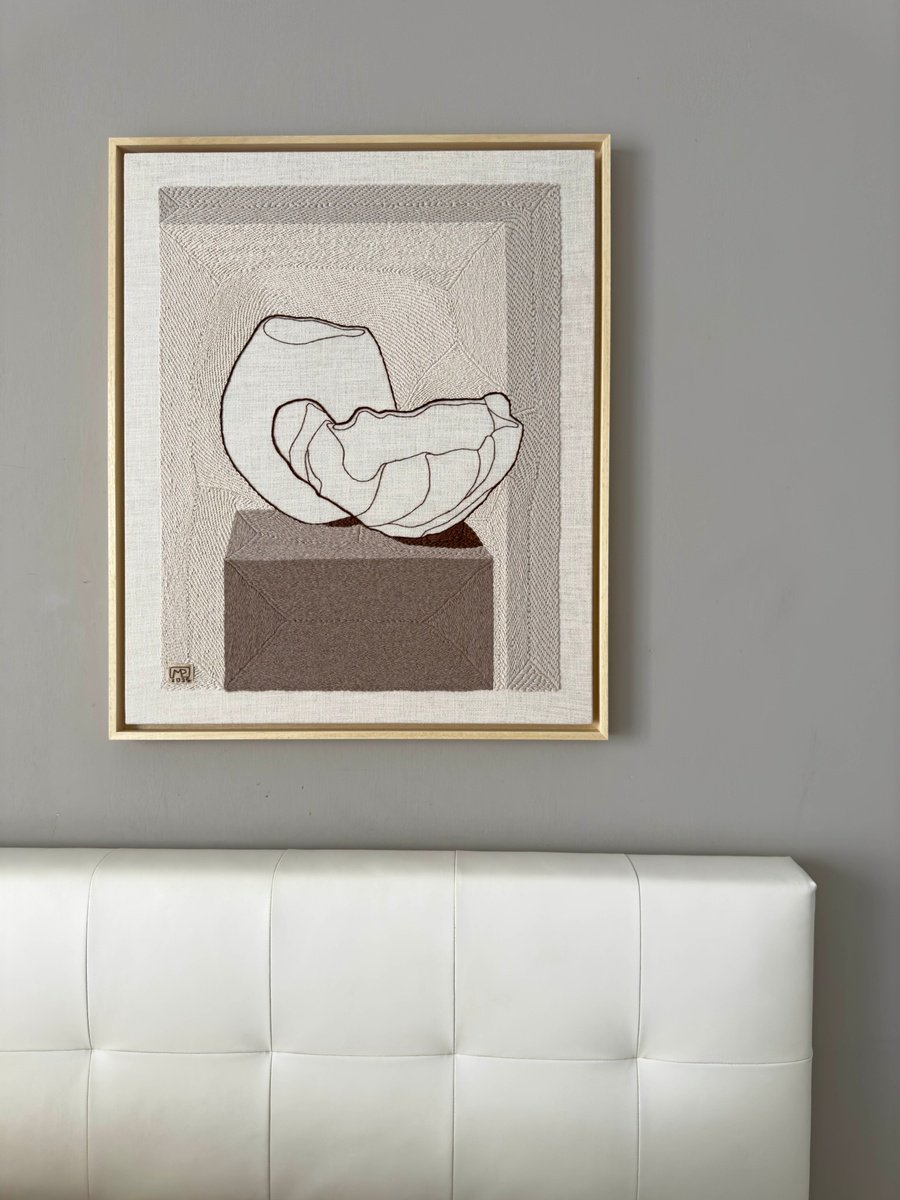 Graphic Still Life Relief By Milena Paladino, 25 X 30", Vase Composition Xxii