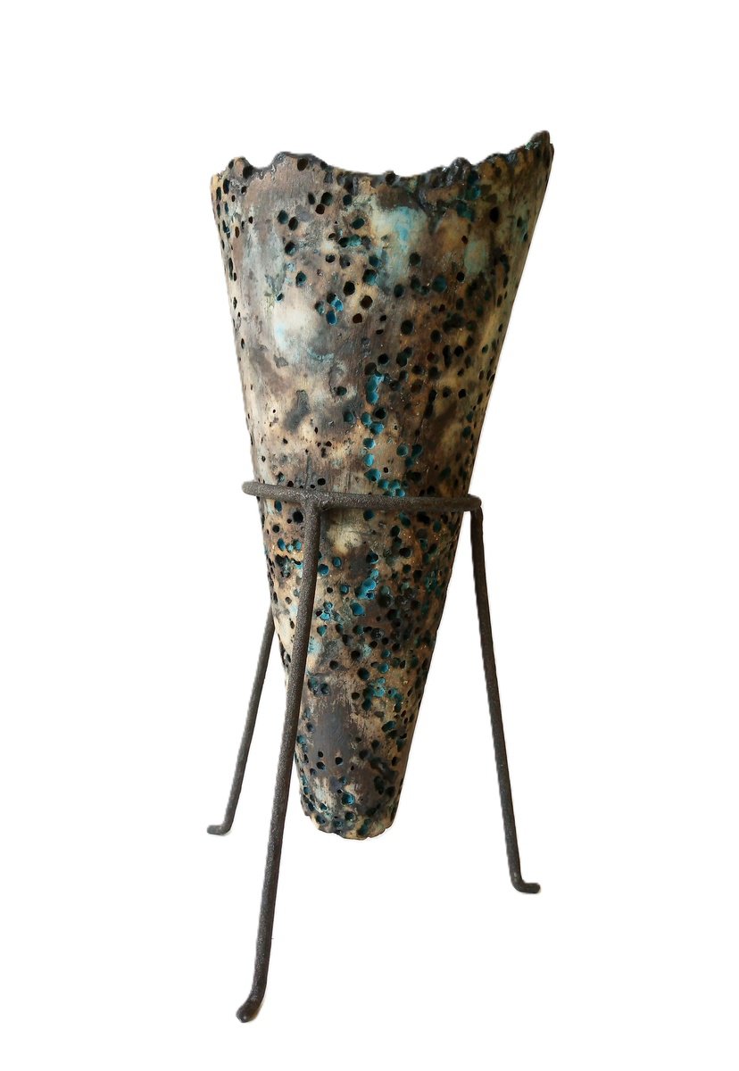 Expressive Still Life Clay Sculpture By Rossitza Trendafilova, 5 X 12", "Amphora", Original Artwork