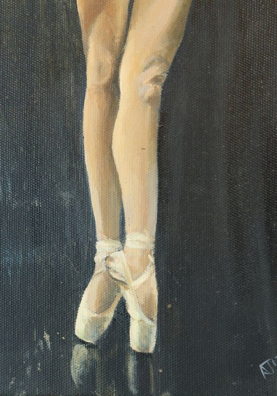 'On Pointe' , Ballerina Painting, Ballet Dancer, Oil on Canvas