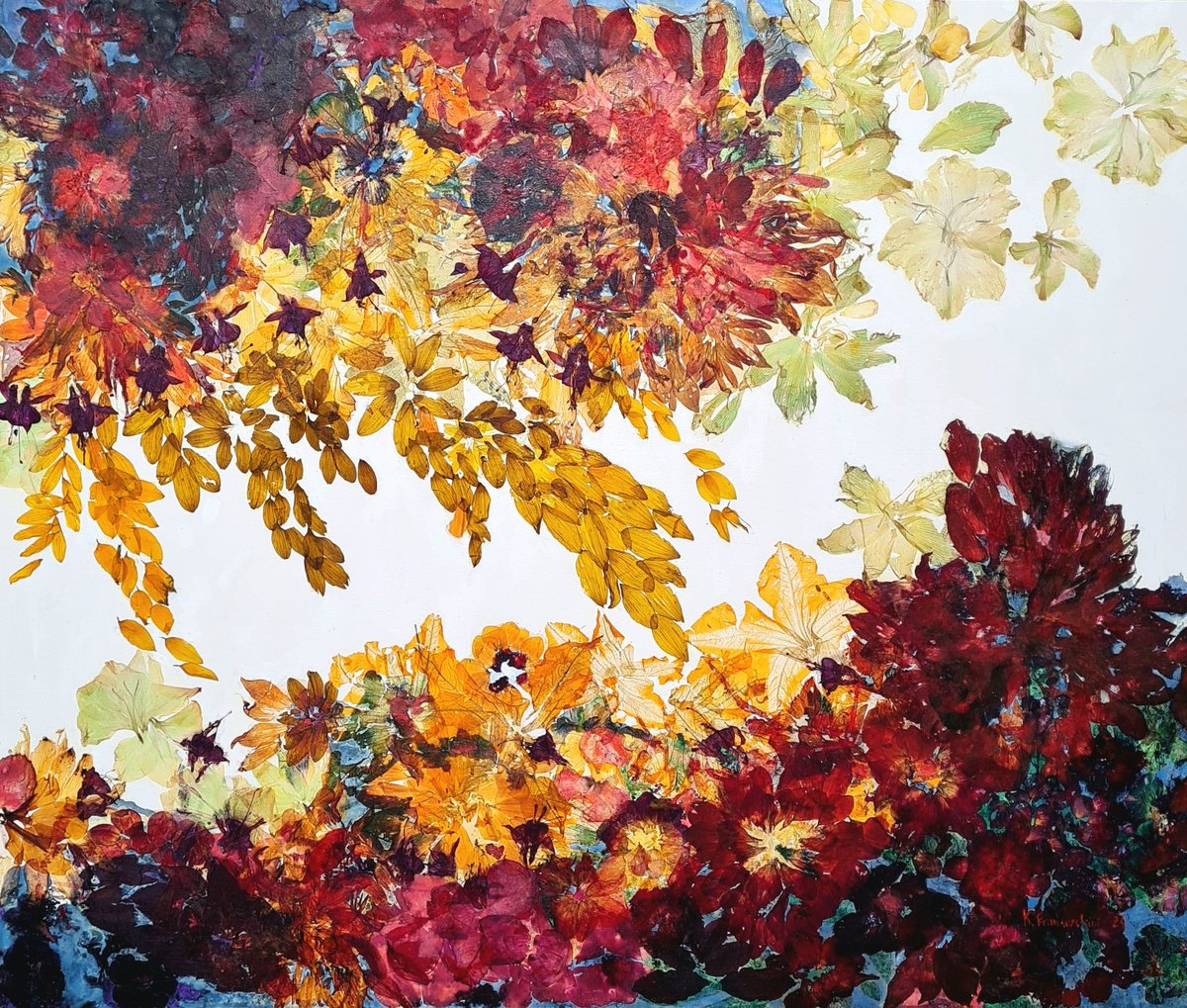 Organic Abstract Painting By Karolina Franceschini, 47 X 39", August Whispers, Original Artwork