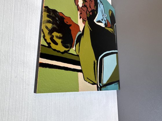 Man in Bus Small Original Painting