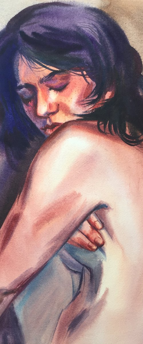 Morning. Portrait of a naked girl. by Natalia Veyner