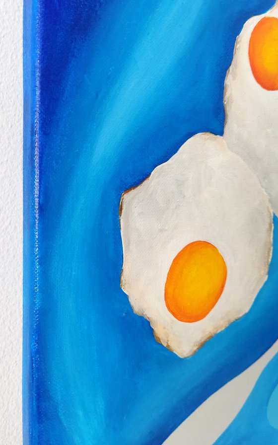 Still life with baked eggs