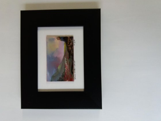 A Rocky Outcrop- Glencoe - Small Framed Oil Painting 14 x 9.7cm (5.5 x 3.81 Inches)