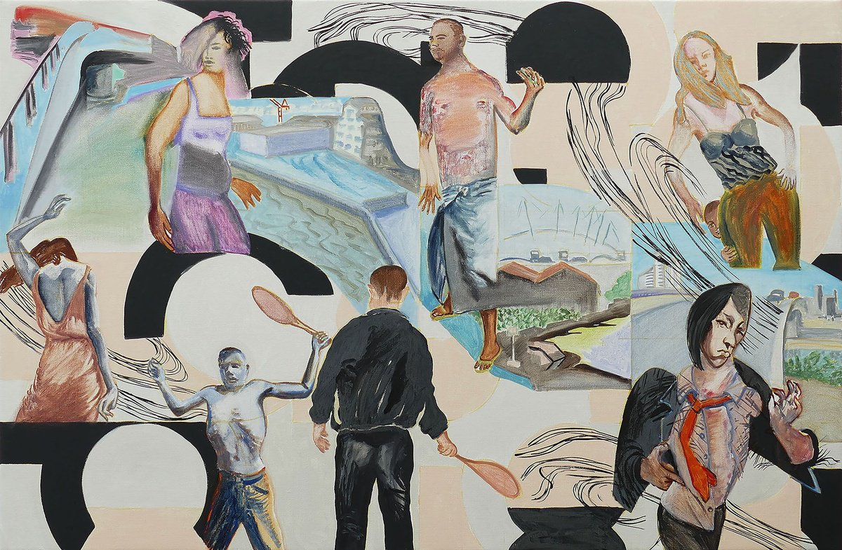 Expressive Portrait Oil Painting By Frank Creber, 51 X 33, Tennis Game, Original Artwork