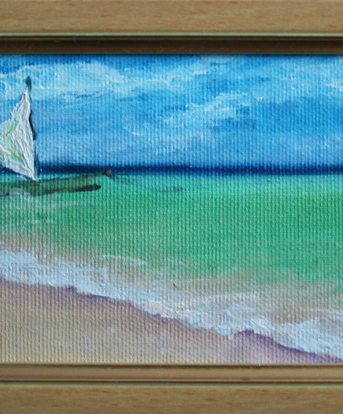 Ocean /  From my a series of mini works LANDSCAPE /  ORIGINAL PAINTING by Salana Art Gallery
