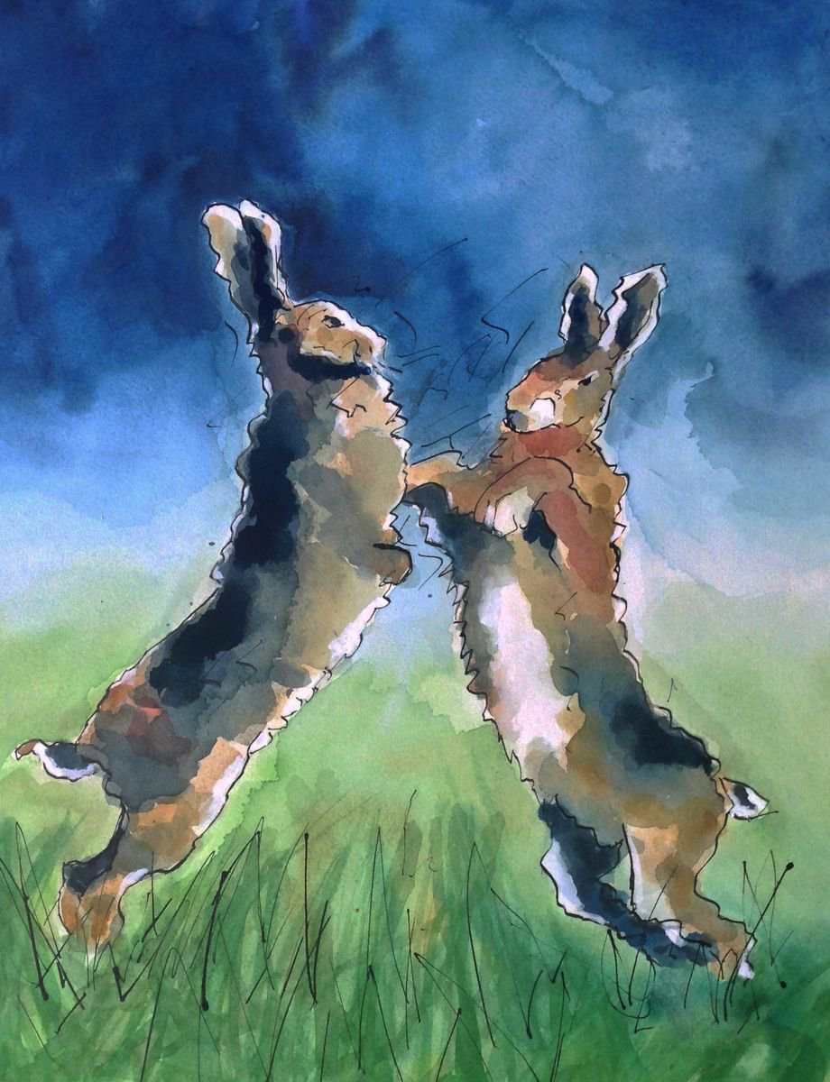 Boxing Hares by Stuart Roper