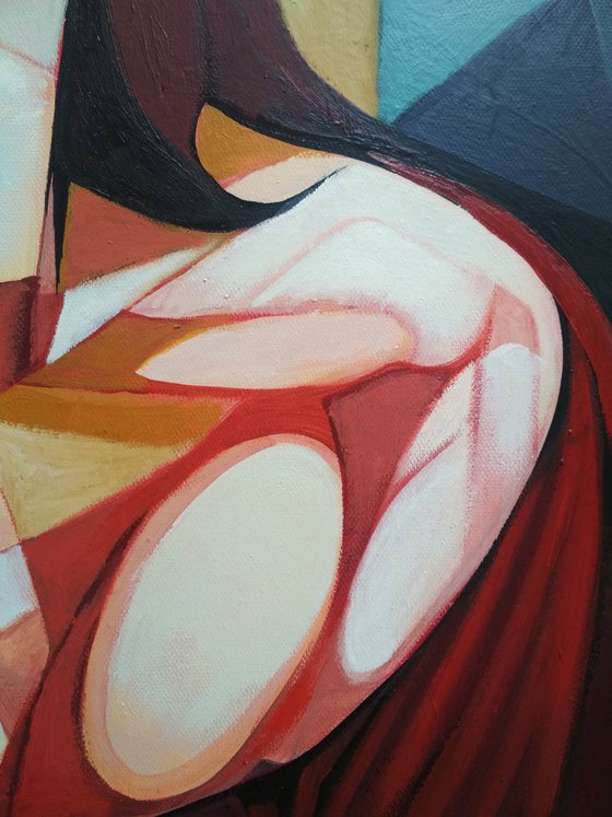 Diary (60x80cm, cubism, oil painting, ready to hang)