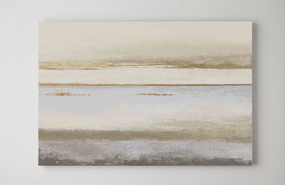 "Horizon 2" Abstract acrylic beige light blue