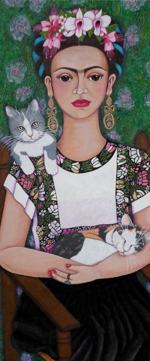 Frida cat lover by Madalena  Lobao-Tello