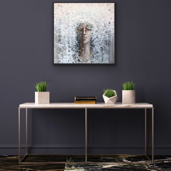 Spring garden. Portrait. one of a kind, original painting.