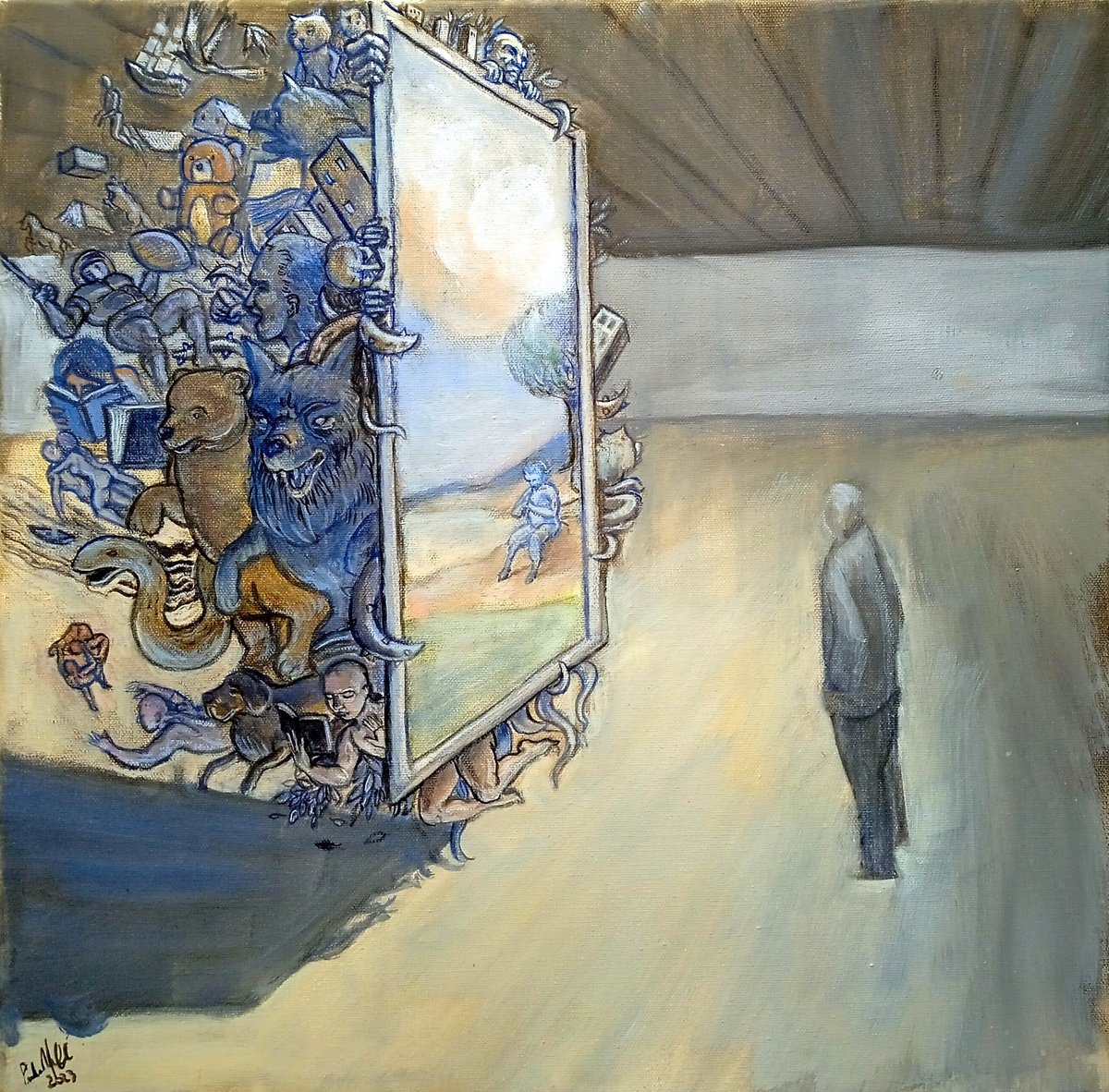 Behind The Painting (Ghost And Reality) Oil Painting By Paolo Beneforti