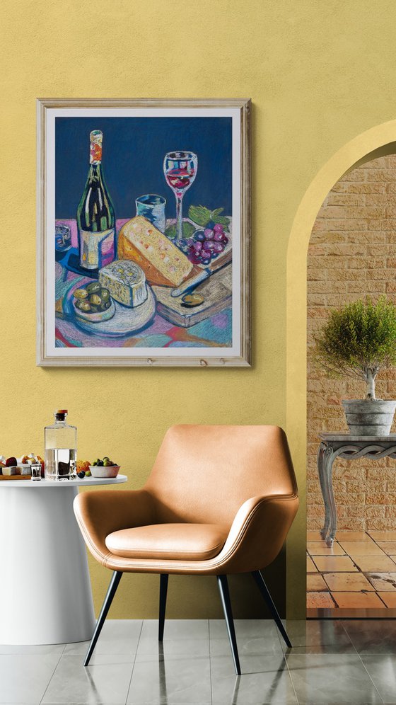 Wine and Cheese Still Life
