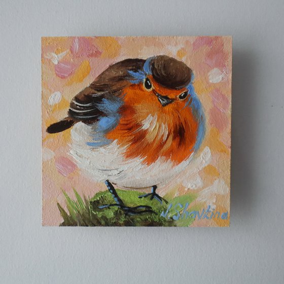 Robin Oil Painting 4x4