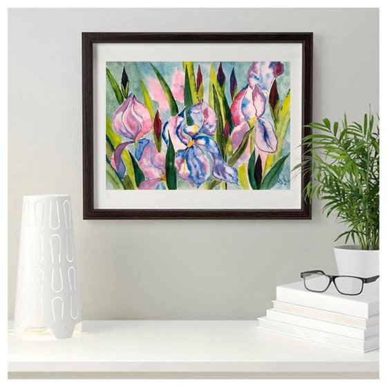 Irises Original Watercolor Art