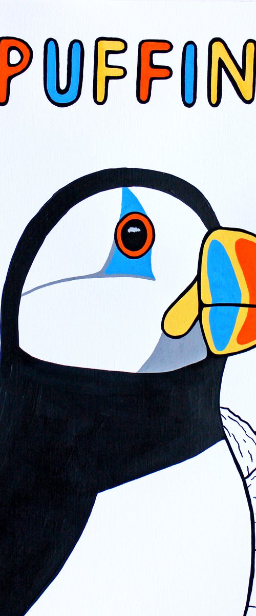 Puffin Bird Painting on Unframed A3 Paper by Ian Viggars