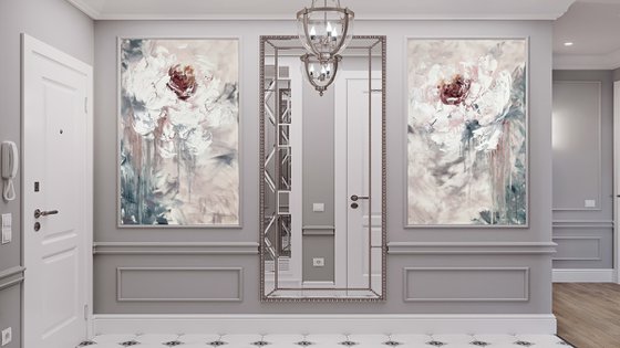TWO AMAZING PEONIES PAINTING