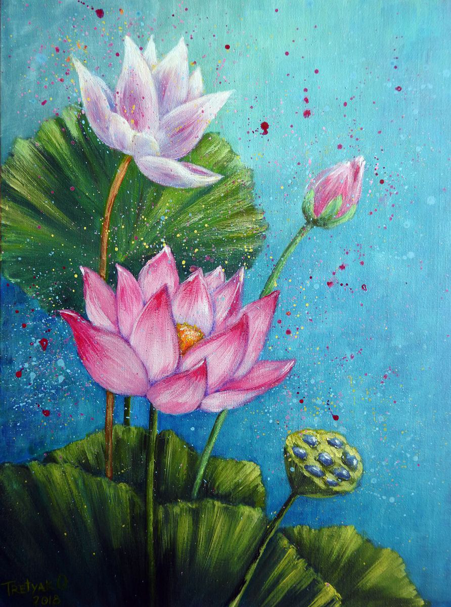 Water Lilies Acrylic Painting By Olga Tretyak Artfinder