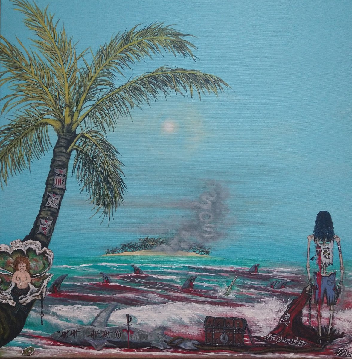 Surrealistic Landscape Acrylic Painting By Zoe Adams, 20 X 20", No Quarter., Original Artwork