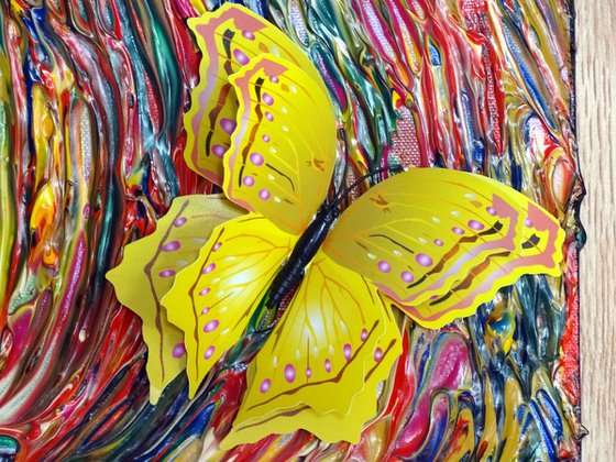 flying yellow butterflies