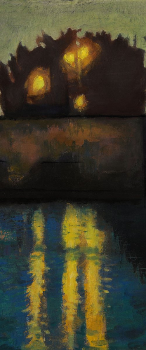 At Night 30x30" 76x76cm Contemporary Art by Bo Kravchenko by Bo Kravchenko
